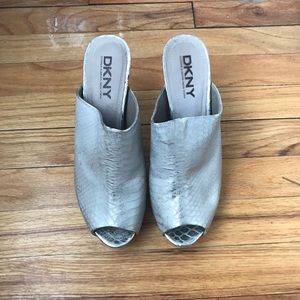 SOLD DKNY Metallic High Heel Mules